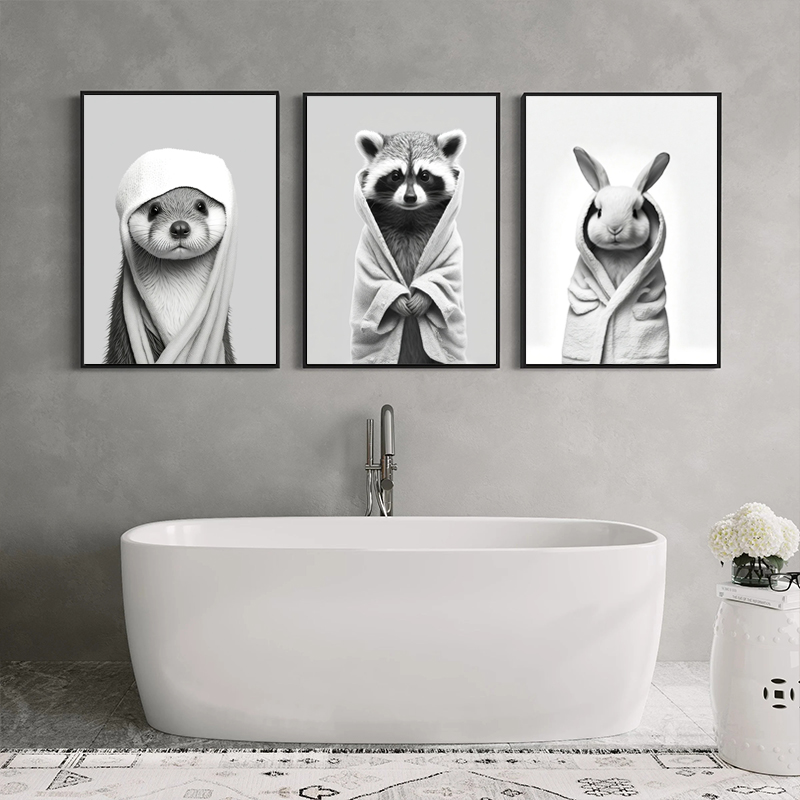 Home Bathroom Wear - Póster Impreso en Lienzo de Panda,