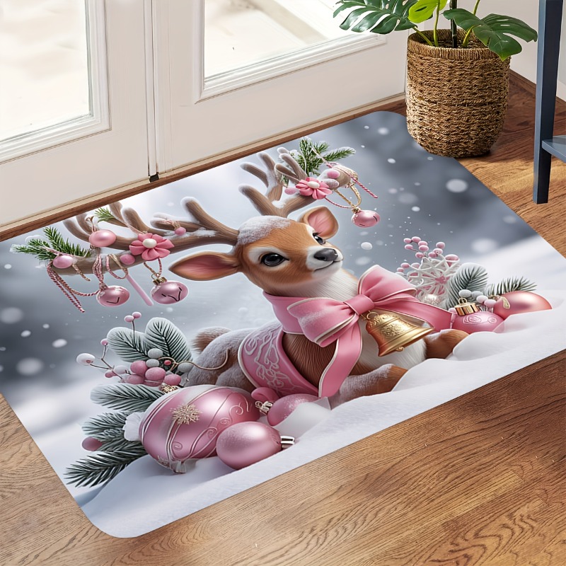 Home Bathroom Scene - Alfombra de franela rosa con diseño