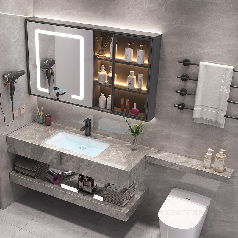 Home Bathroom Partition Wall - Armario con espejo de tocador, organizador