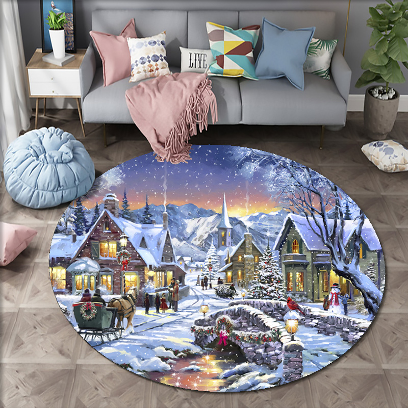 Home Bathroom Scene - Alfombra de escena de nieve de