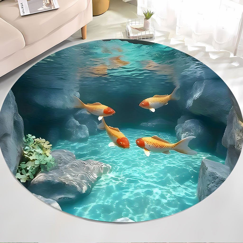 Home Bathroom Scene - Alfombra redonda con diseño de estanque