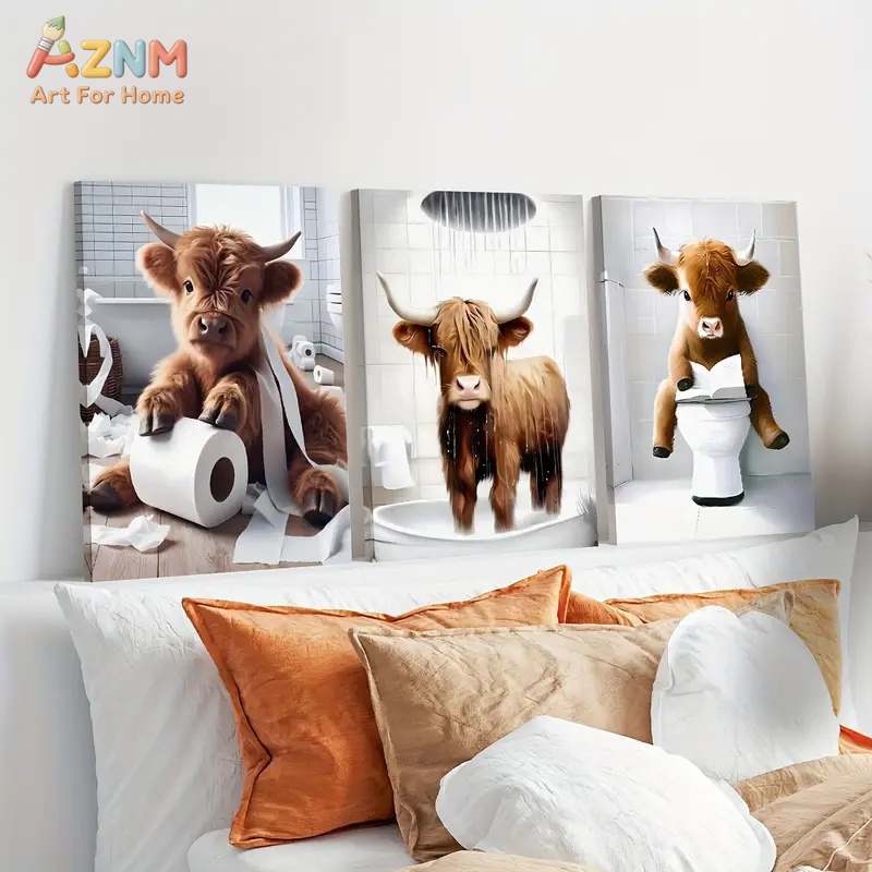 Home Bathroom Scene - AZNM Divertido Cuadro de Lona para