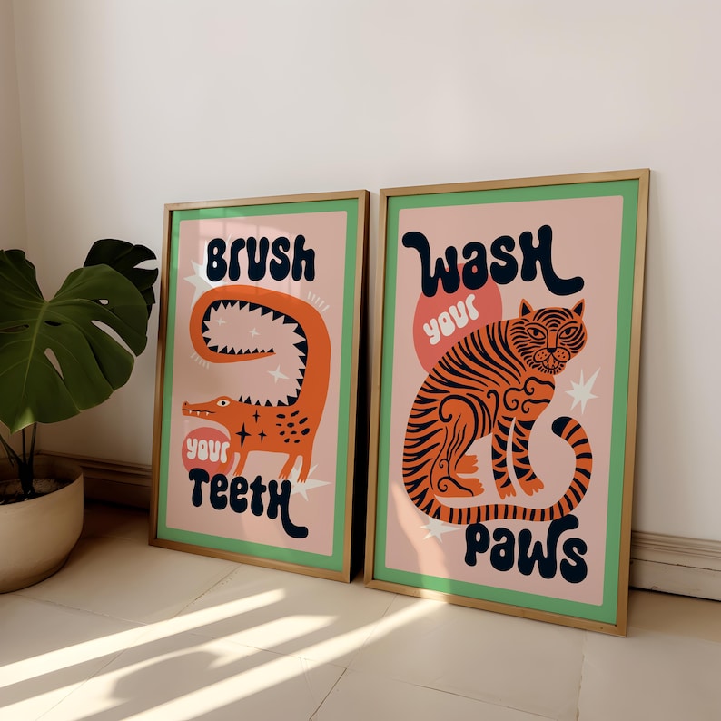 Home Bathroom Set - 2 unids/set Tigre lavar tus patas
