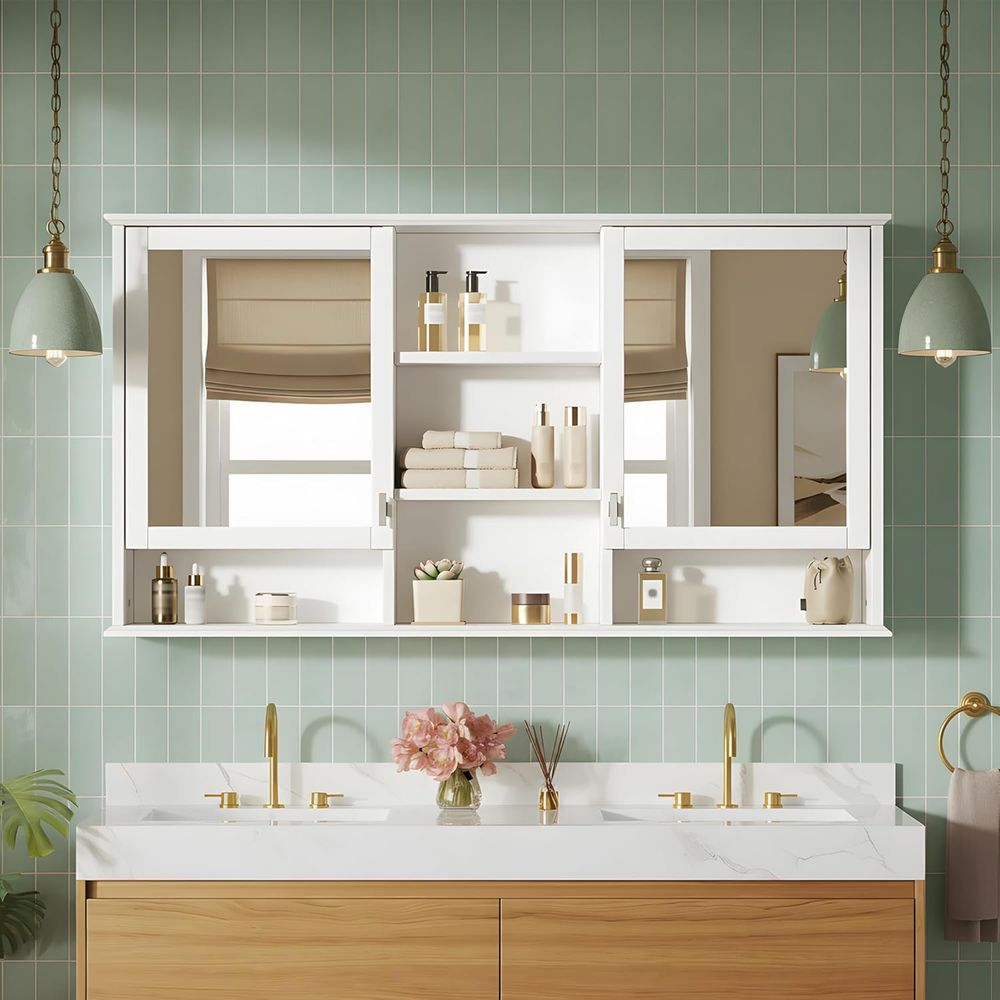 Gabinete de baño con espejo de - Home Bathroom Organizer reseña y precio