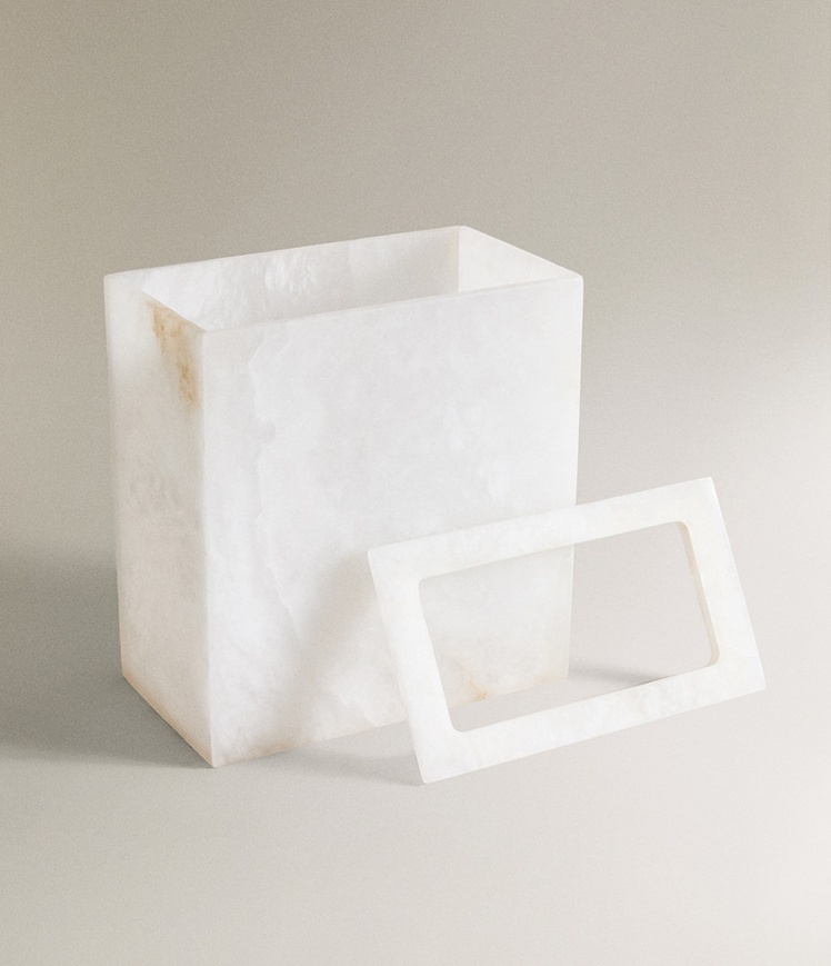 Papelera de piedra Natural con - Home Bathroom Trash Can reseña y precio