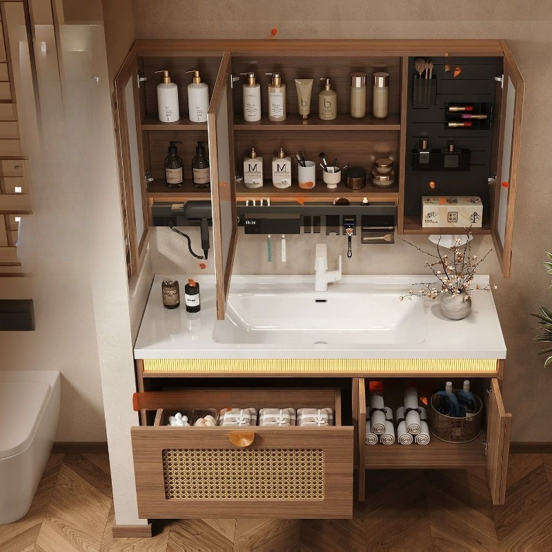 Mueble de Baño de Madera con E - Home Bathroom Partition Wall reseña y precio