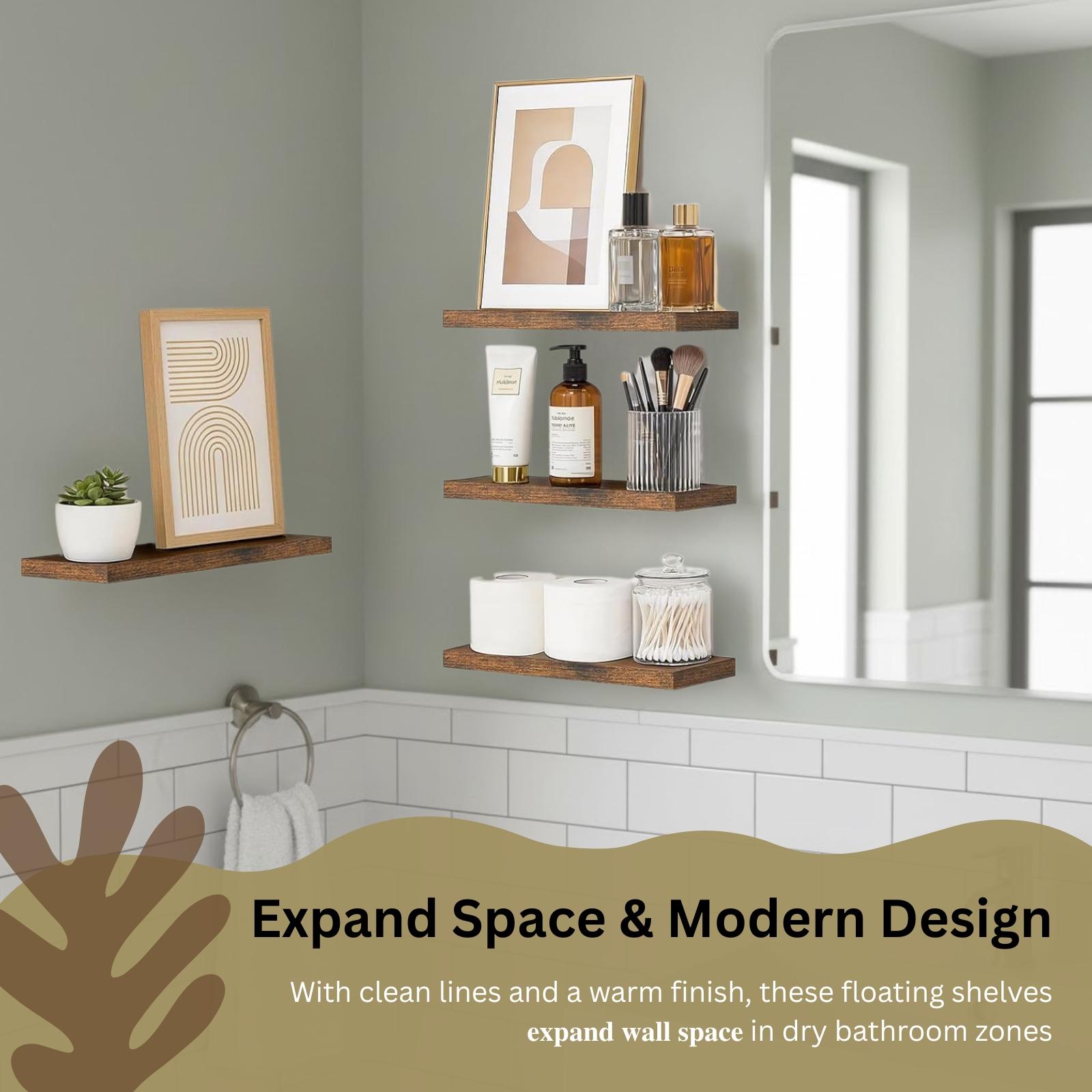 4 estantes flotantes de pared, - Home Bathroom Organizer reseña y precio