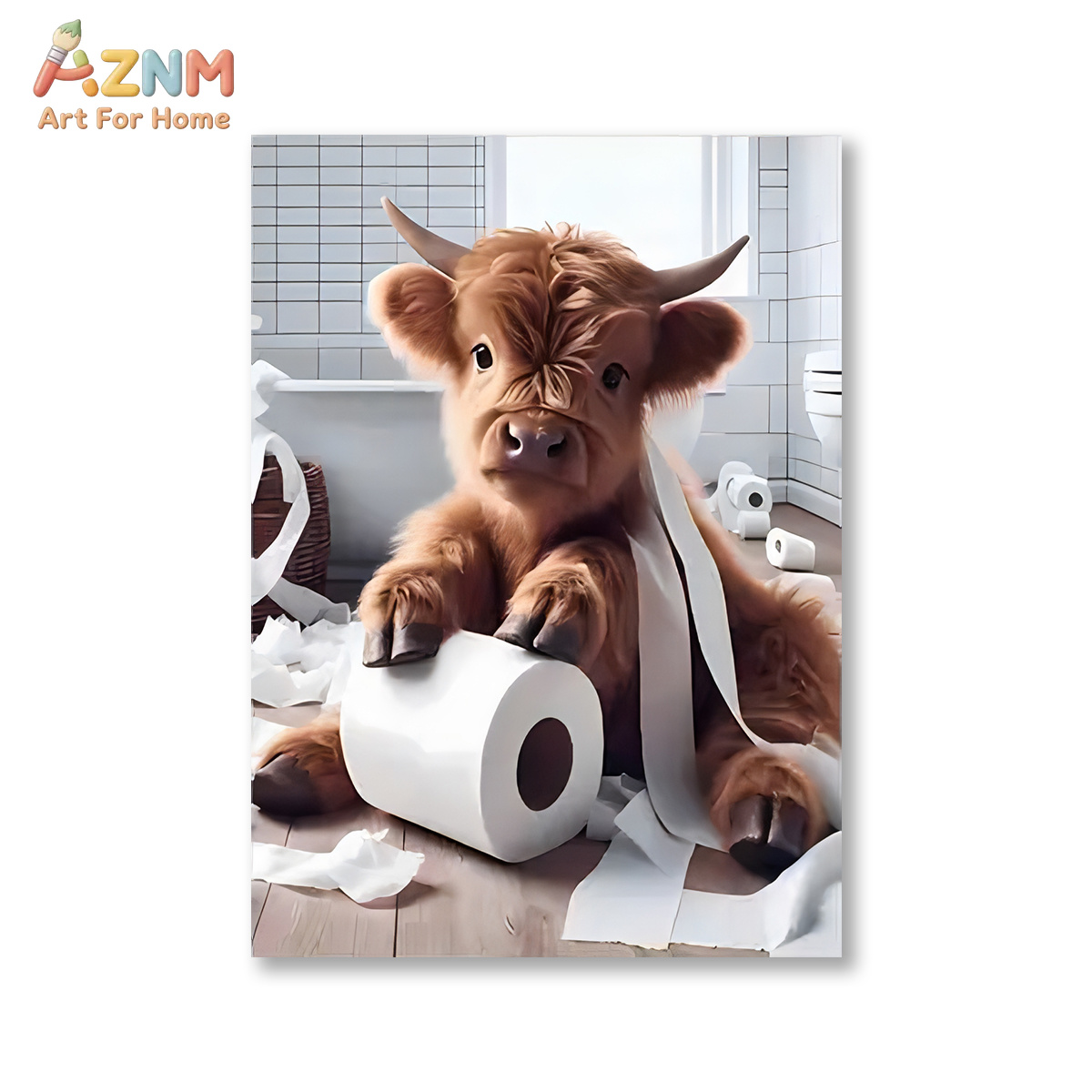 AZNM Divertido Cuadro de Lona  - Home Bathroom Scene reseña y precio