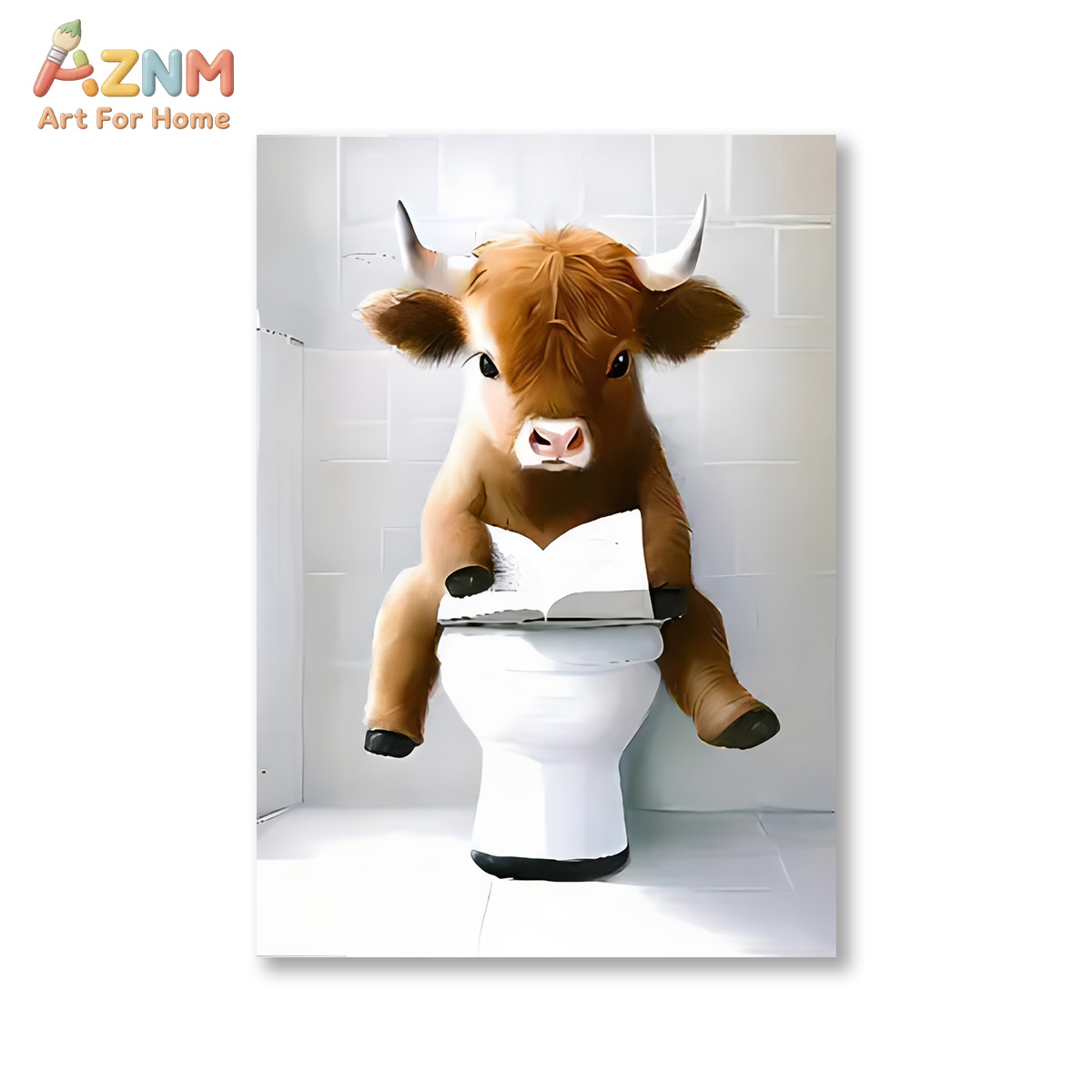 AZNM Divertido Cuadro de Lona  - Home Bathroom Scene reseña y precio