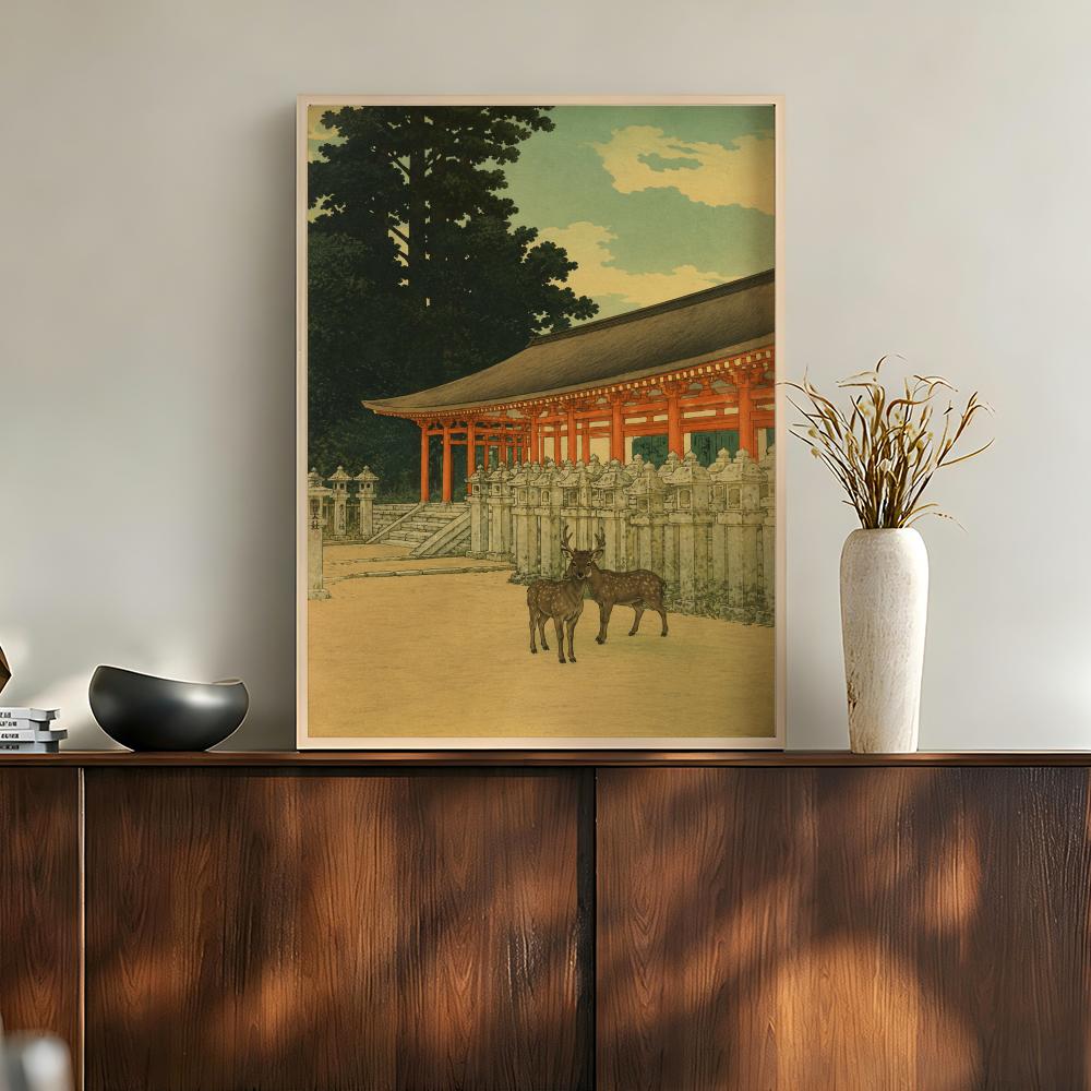 Póster de paisaje de templos y - Home Bathroom Scene reseña y precio