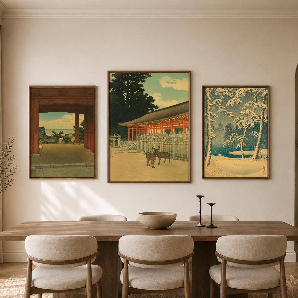 Póster de paisaje de templos y - Home Bathroom Scene reseña y precio