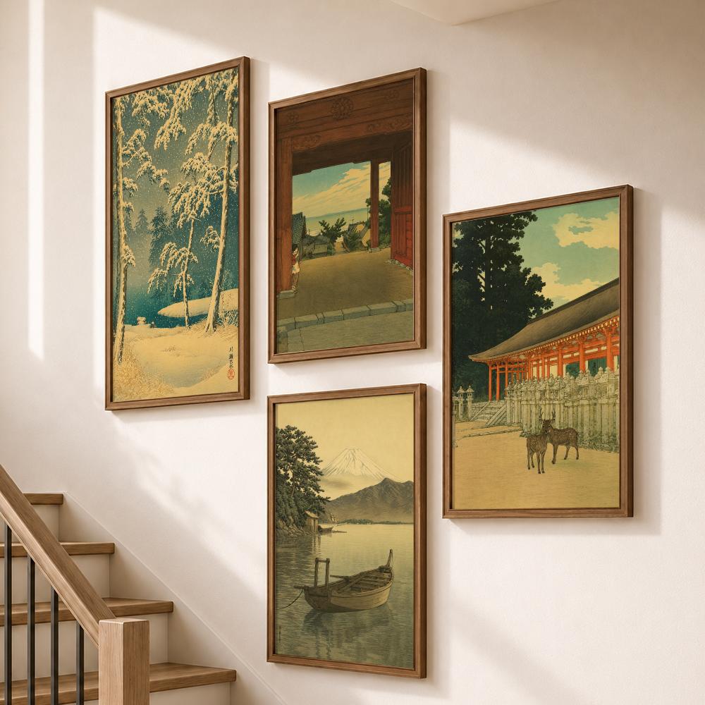 Póster de paisaje de templos y - Home Bathroom Scene reseña y precio